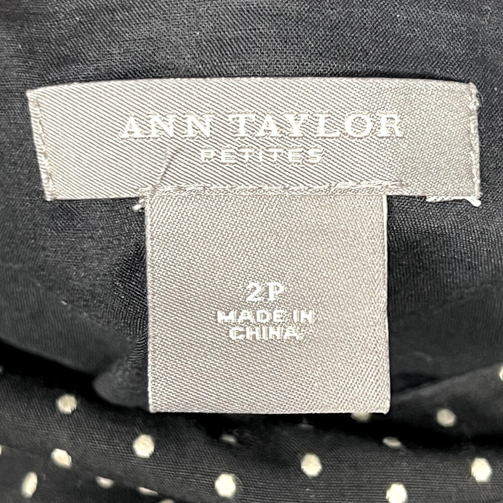 Ann Taylor Sz 2P Polka Dot Lace Skirt Lined Black White 100% Cotton Side Zipper - Picture 6 of 12